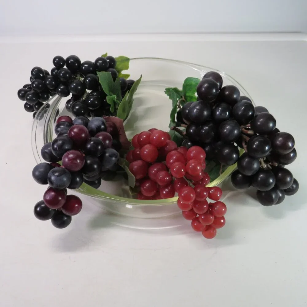 Vintage (4) faux fruit Dark Purple and Red Grapes (drapes well) Decor